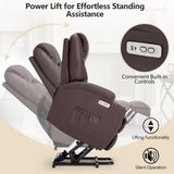 Esright Power Lift Recliner Chair for Elderly, Electric Lift Chair Sofa with Side Pockets, USB & Type-C Ports, Cup Holders, Brown, PU Leather Esright