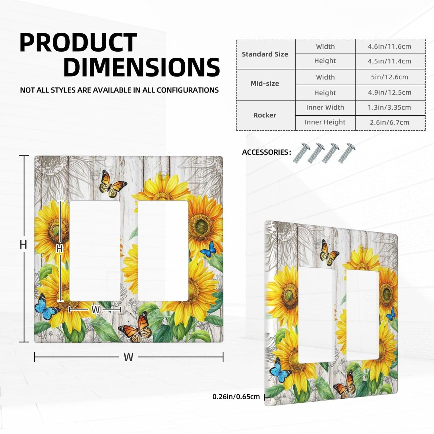 Yamxbfa Rustic Sunflower Farmhouse Floral Wooden Plank Double Rocker Light Switch Cover 2 Gang Outlet Wall Plate Decorative GFCI Switchplate Electrical Faceplate for Farmhouse Bedroom Bathroo - WoodArtSupply