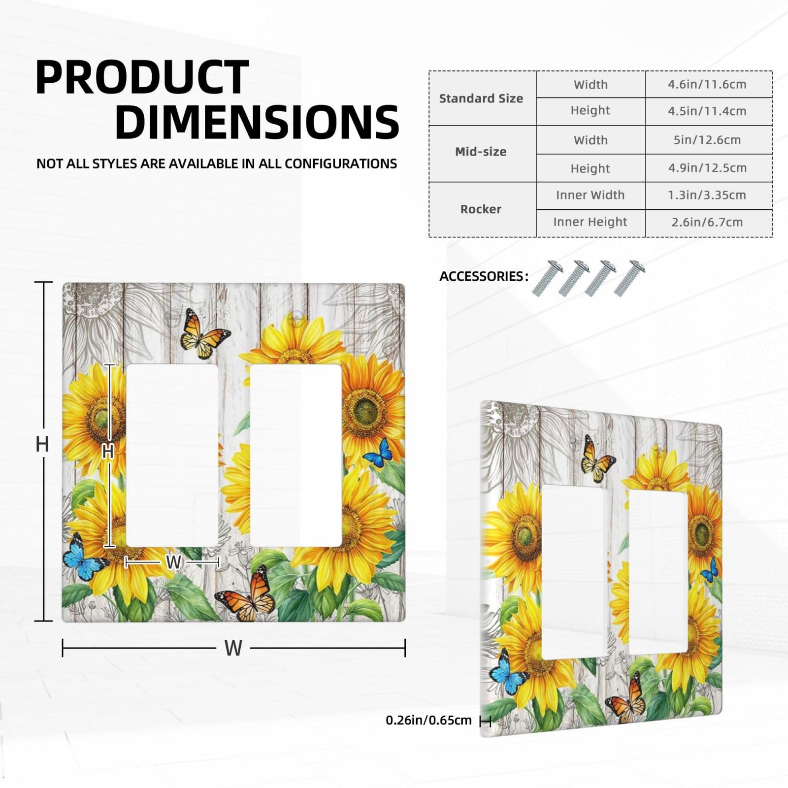 Yamxbfa Rustic Sunflower Farmhouse Floral Wooden Plank Double Rocker Light Switch Cover 2 Gang Outlet Wall Plate Decorative GFCI Switchplate Electrical Faceplate for Farmhouse Bedroom Bathroo - WoodArtSupply