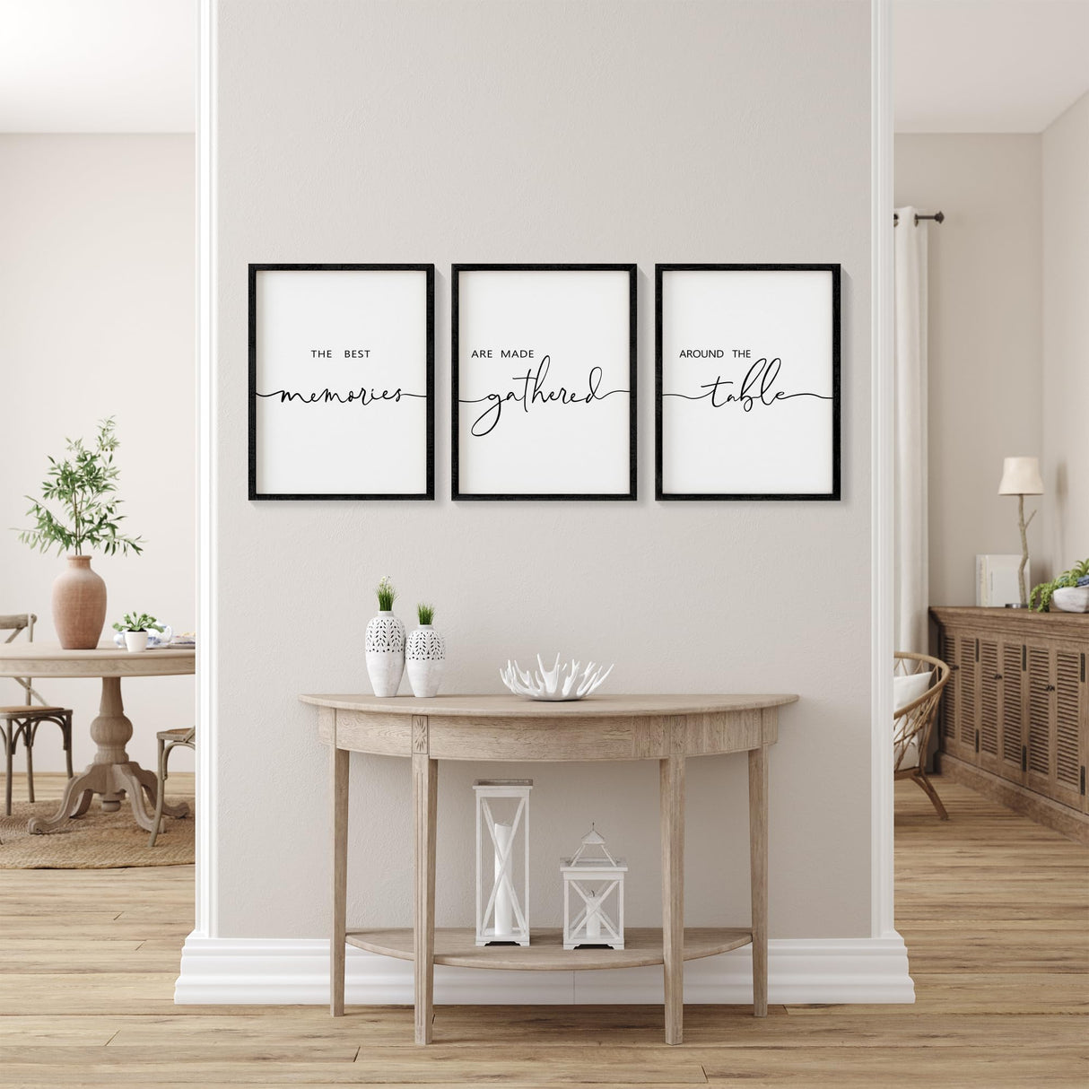 Houmury Set of 3 Framed Farmhouse Memories Around Table Sign Wall Decor for Living Room Wall Art Wood Signs (Black, 16"x24") Houmury