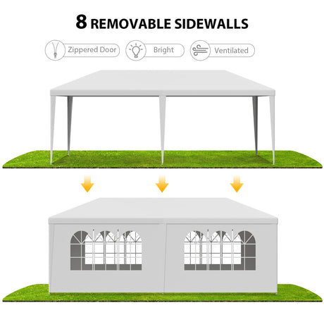 F2C 10 x20 Outdoor Gazebo White Canopy with sidewalls Party Wedding Tent Cater Events Pavilion Beach BBQ (10'X20') F2C