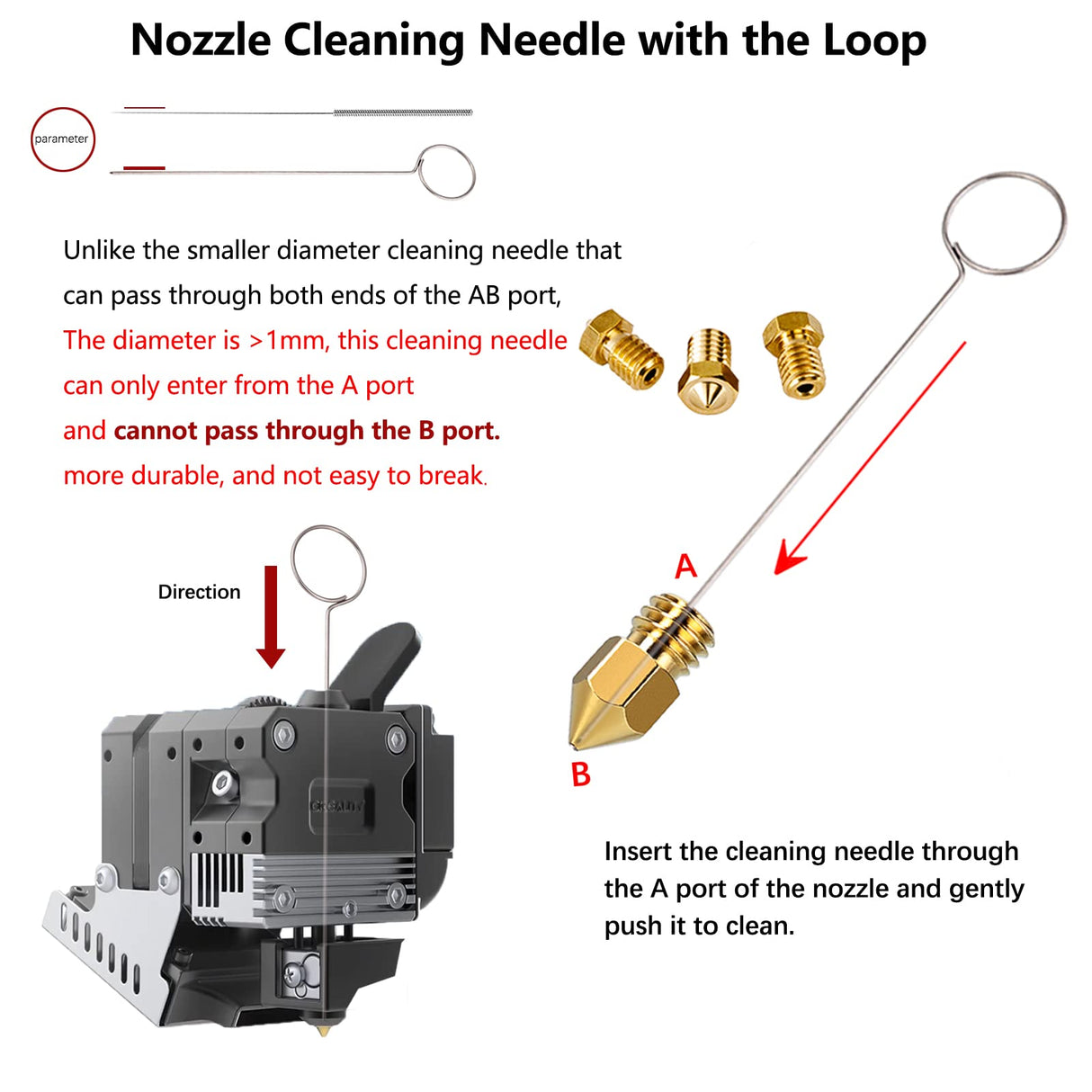 Comgrow 24PCS Ender 3 V2 Nozzles, 3D Printer Extruder Hardened Steel Nozzle 0.4mm, Brass Nozzle 0.3mm/0.4mm/0.5mm/0.6mm/0.8mm/1.0mm, DIY Tools Storage Box for Creality Ender 3 Series and CR 10 Series Comgrow