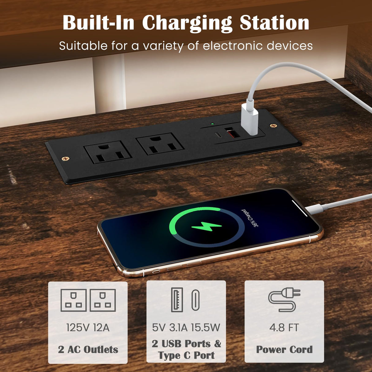 Tangkula Corner TV Stand for TVs up to 65”, TV Console Table w/AC Outlets, USB A Ports, USB C Port, Metal Frame & Storage Shelves, 55” Media Entertainment Center for Living Room (Rustic Brown, 55" L) Tangkula