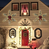 hogardeck Snowy Christmas Star Wreath, 48 Inch Artificial Large Christmas Wreath with Berry Pine Cones Bow-tie 120 Lights, Pre-lit Snowflake Wreath for Xmas Home Wall Front Door Indoor Outdoor, 4 FT﻿ hogardeck