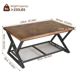 EASYSOUL Solid Wood Coffee Tables for Living Room, Farmhouse Coffee Table with Storage Shelf, 2-Tier Rustic Mid Century Coffee Table, 47.24 Inch Rectangle Center Table (Brow, 47.24") EASYSOUL