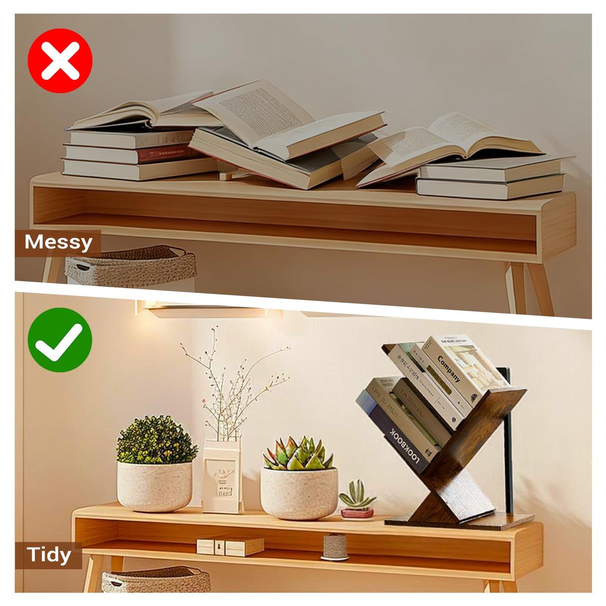 Tree Bookshelf 3 Tier Book shelves for Wall, Unique Hanging Bookshelf Wall Mounted Desk Bookshelves Organizer for Magazine/Books, Small Tree Bookshelf for Bedroom, Living Room Office, Rustic Brown BESHIGH
