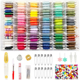 660Pcs Friendship Bracelet String Kit with Storage Box, Embroidery Floss Kit Include 110 Colors Embroidery Thread, 500 Beads, 50 Cross Stitch Tools for Hand Embroidery Knitting Sewing Floss Bobbins CUVOKUR