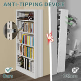 FogQueen 71" Metal Book Shelf,5 Tier Bookshelf with Adjustable Shelves,White Bookshleves and Bookcases,Heavy Duty Library Book Case,Modern Open Bookshelf for Living Room,Bedroom,Office (White) FogQueen