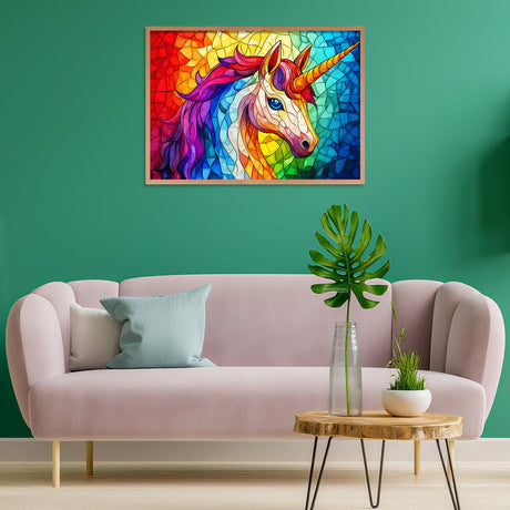 Stained Glass Puzzle Unicorn Puzzles for Adults 1000 Pieces, Colorful Mosaic Jigsaw Puzzle 1000 Pieces Design Perfect for Family Game Nights Motiloo