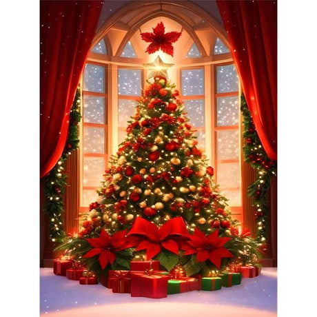 xackcme Christmas Tree Diamond Painting Kits for Adults, Christmas Diamond Art Kits for Adults, Round 5D Xmas Gem Art Kit for Adult DIY Crafts Kit Gift Home Wall Decor Gifts (16x12 inch) xackcme