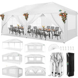 COBIZI Canopy 10x20 Pop Up Canopy with 6 Sidewalls,Waterproof Canopy Outdoor Event Shelter UPF 50+ Gazebo Portable Tents for Parties Beach Camping Wedding Commercial Instant Easy up Canopy 10x20,White COBIZI