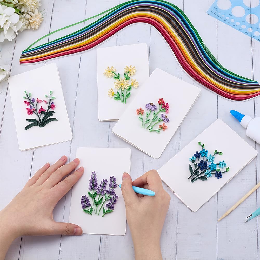 WEBEEDY 20 Sets Paper Quilling Kit for Adults Beginners 5 Styles Flower Quilling Greeting Card Making Kit with Instruction DIY Unique Flowers Cards for Valentine's Day Wedding New Year's Day WEBEEDY