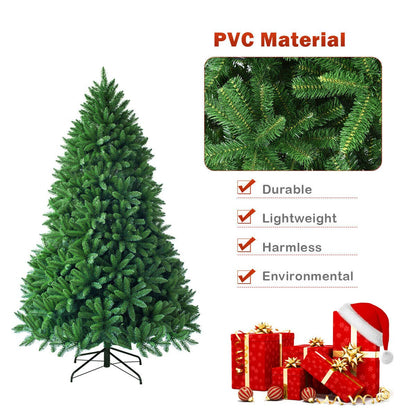 Goplus 5ft Unlit Artificial Christmas Tree, Premium Hinged Fir Tree, Easy Assembly with Metal Stand, Xmas Décor for Indoor and Outdoor (5ft)