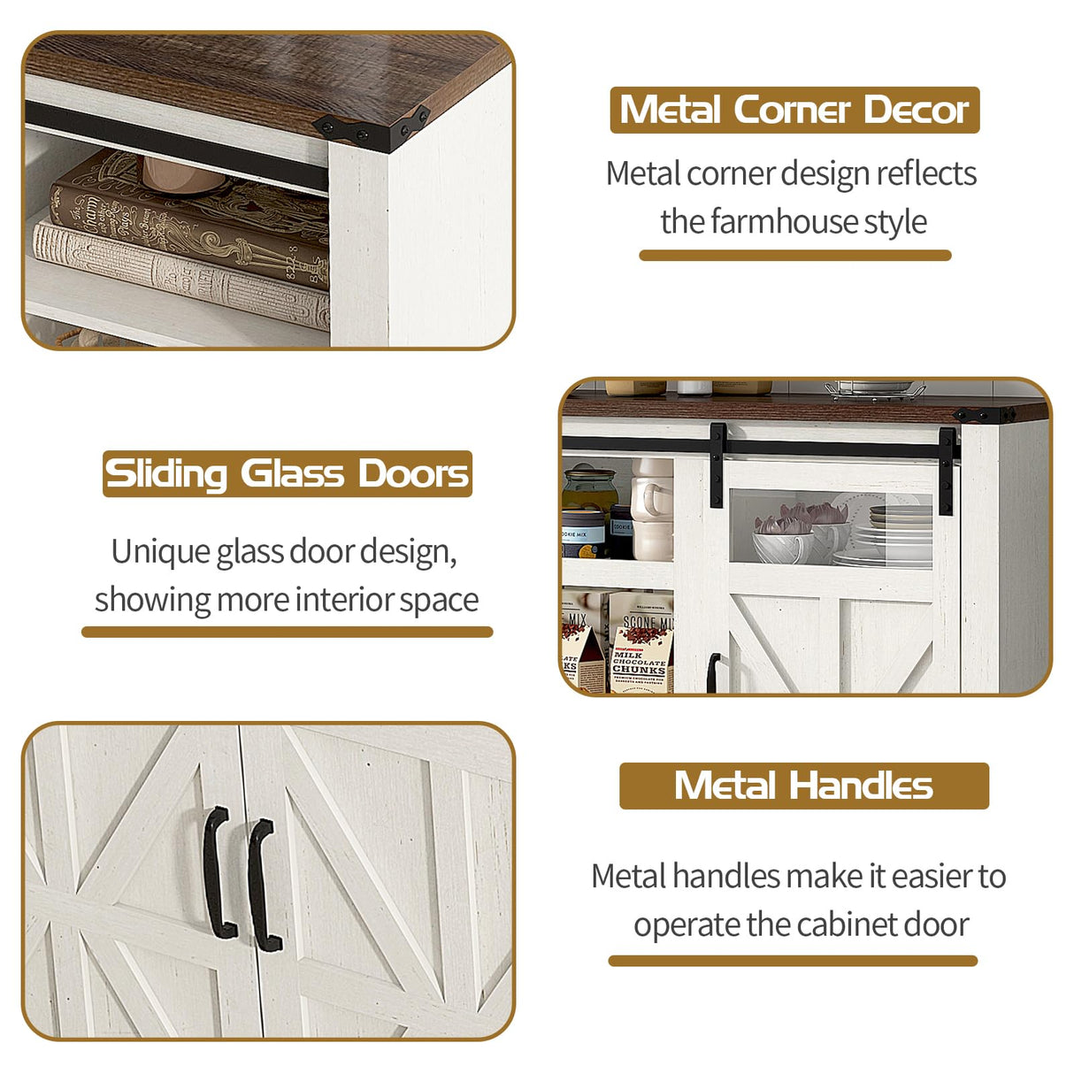 Hlivelood 66" Farmhouse TV Stand with Power Outlets for 75 65 Inch TVs, Entertainment Center with Sliding Barn Door & Large Storage Cabinets w/Adjustable Shelf, 33" Tall TV Media Console, Rustic White Hlivelood