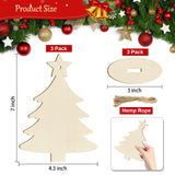 Wooden Christmas Ornaments to Paint Christmas Tree Decoration Cutouts Unfinished 3Pack 7 inches, Wood DIY Blank Christmas Tree Table Sign Ornament for Home Crafts Hanging Decoration with String Base Sophena
