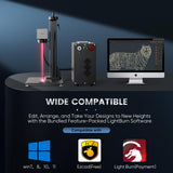 Monport 30W Fiber Laser Engraver＆Rotary Axis with Lightburn,MOPA Laser Marking Machine with 6.9" x 6.9" Lens Red Dot Guide for Metal Color Marking for Aluminum Gold Steel More Monport