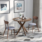 Giantex 3-Piece Dining Table and Chair Set, Wooden Kitchen Table Set, Farmhouse Round Kitchen Table and 2 Cushioned Dinette Chairs, Mid-Century Giantex