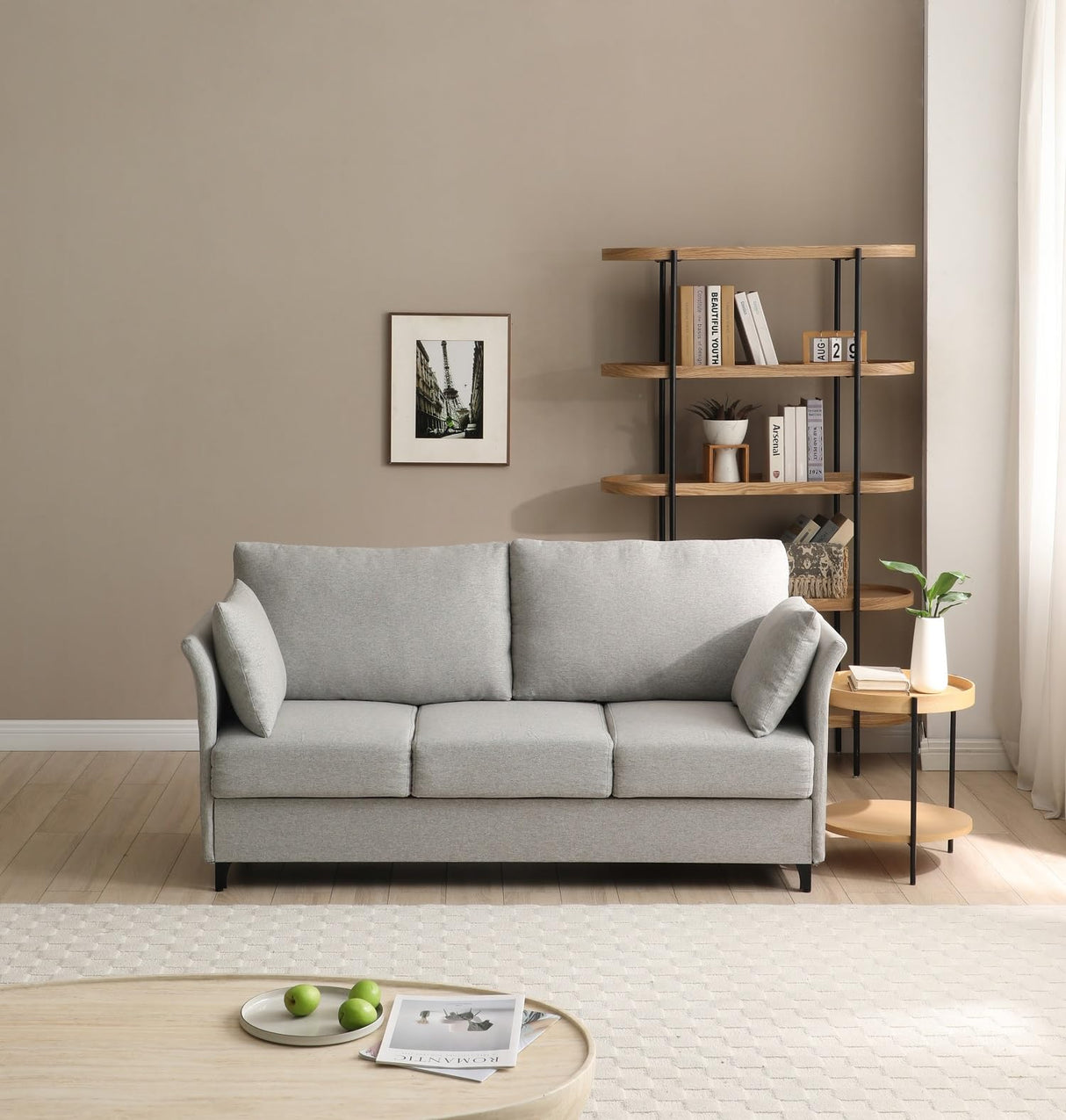 FAVSH 65" Loveseat Sofa, Mid Century Modern Decor Couches for Small Spaces, Upholstered Love Seat Small Couch for Bedroom, Office or Apartment, Solid and Easy to Install, 2-Seater Deep Seating, Gray FAVSH