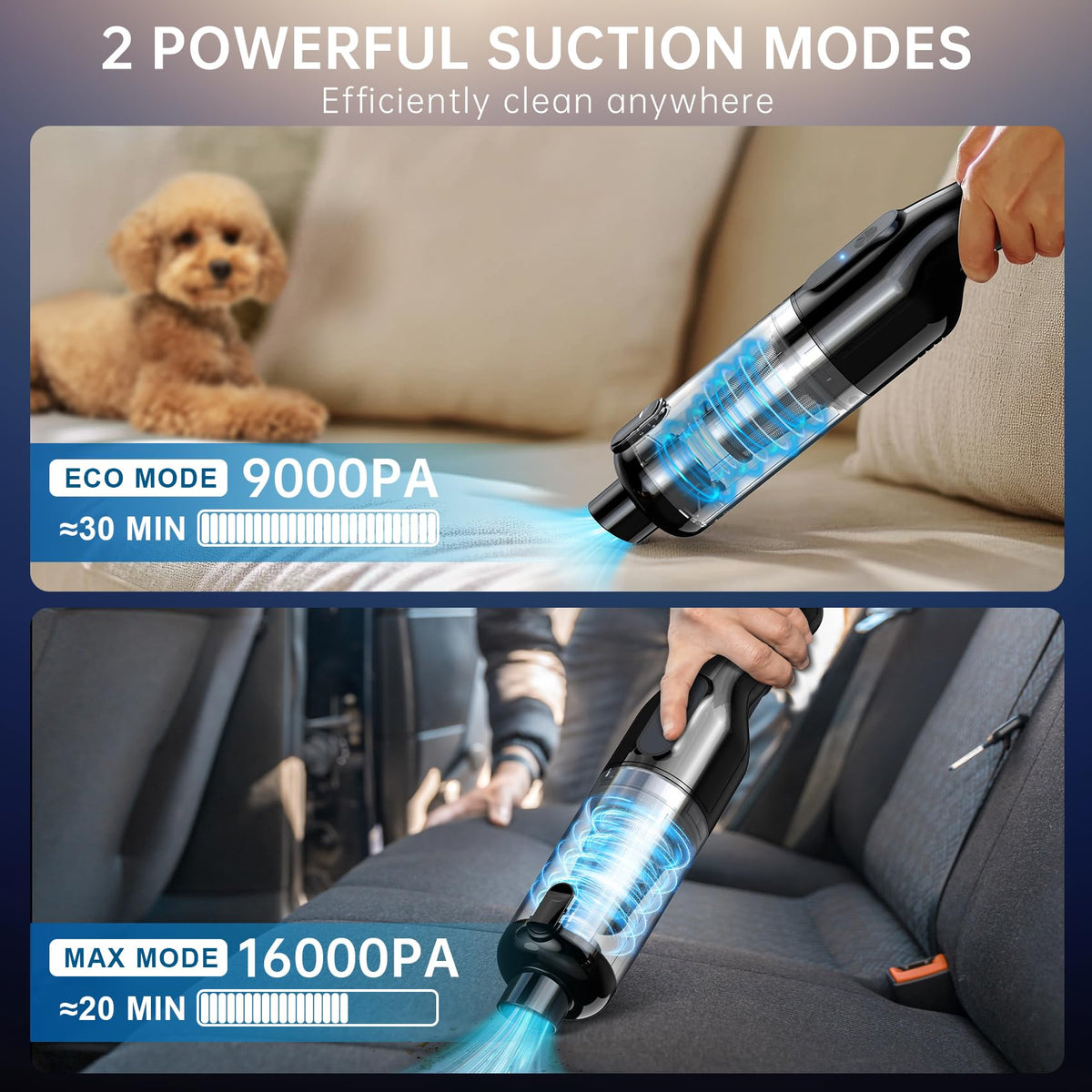 Cordless Handheld Vacuum, Rechargeable Car Vacuum with 16000Pa Powerful Suction, Ultra-Lightweight 1.3lbs, Brushless Motor, Multiple Accessories for Home Office Car Pets Cleaning dormzie