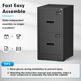 Greenvelly Black Filing Cabinet 2 Drawer, 18” D Vertical File Cabinet with Lock, Locking File Cabinet for Home Office, Metal File Cabinet for Hanging Letter/Legal Folders, Easy Assemble Greenvelly