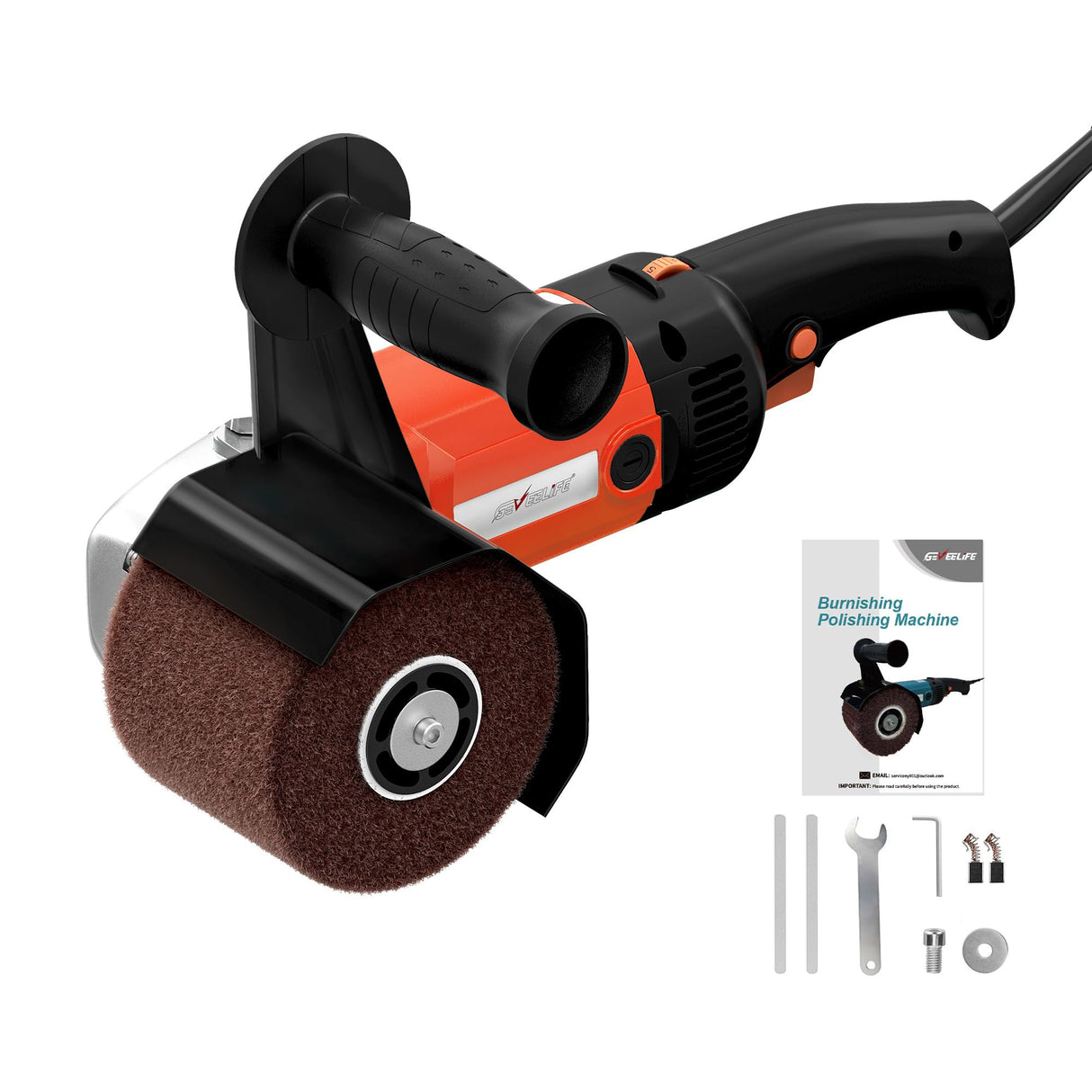 Surface Conditioning Tool 1400W, Burnishing Polishing Machine with 8 Variable Speed, Electric Handheld Stainless Steel Polisher Set, Metal Burnishing Machine Kit with Burnishing Wheel, Red GEVEELIFE