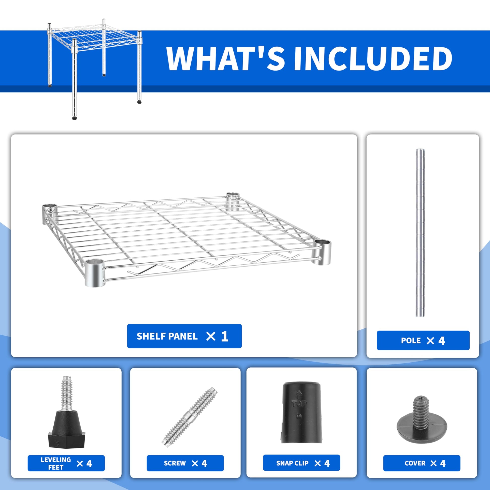 YSSOA Heavy Duty Shelving Unit, Wire Metal Stackable Storage, 1-Tier Shelf, Chrome, 15" W x 13.8" D x 15" H - WoodArtSupply