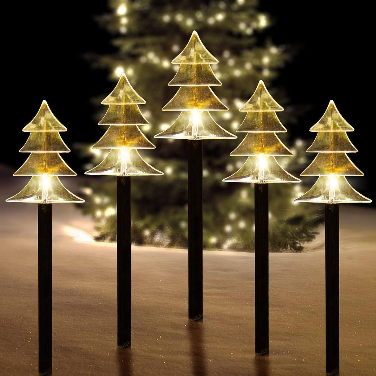 ILLUMINEW Outdoor Christmas Decorations, Solar Christmas Pathway Lights, Set of 5 Waterproof Landscape Christmas Lights, LED Lights for Yard Lawn Patio Walkway Decor ILLUMINEW