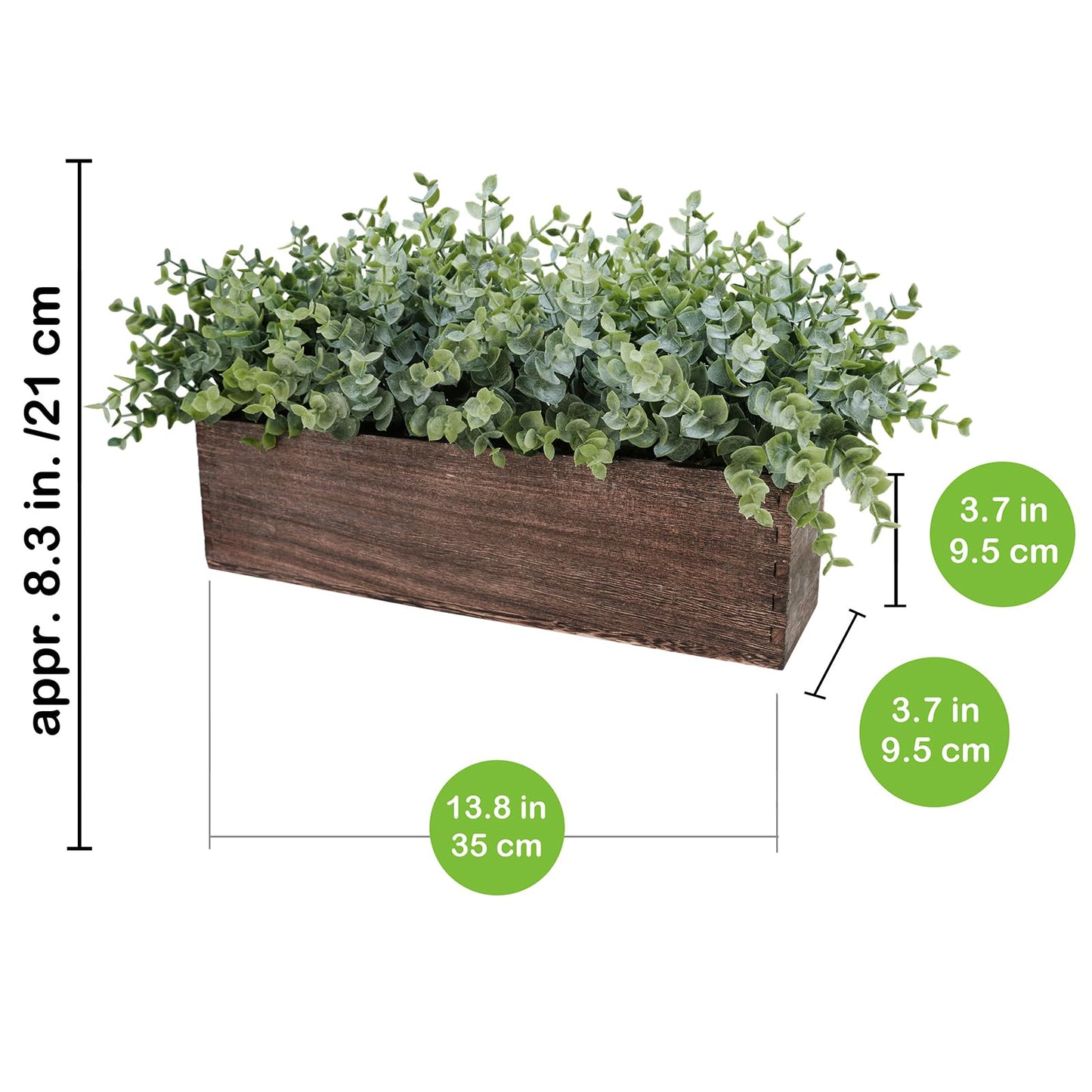 Winlyn 14" Artificial Eucalyptus in Rectangular Wood Planter Box Faux Plants Arrangement Centerpiece Wooden Potted Eucalyptus Plant for Farmhouse Wedding Dining Table Centerpiece Greenery Man - WoodArtSupply