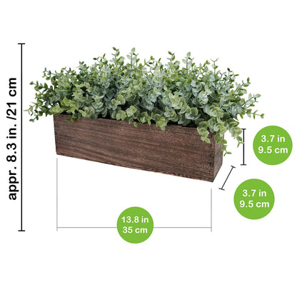 Winlyn 14" Artificial Eucalyptus in Rectangular Wood Planter Box Faux Plants Arrangement Centerpiece Wooden Potted Eucalyptus Plant for Farmhouse Wedding Dining Table Centerpiece Greenery Man - WoodArtSupply