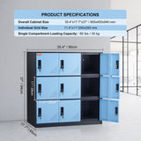 VEVOR Metal Locker for Employees, 9 Doors Storage Cabinet with Card Slot, Employee Lockers with Keys, 66lbs Loading Capacity Office Storage Lockers for Home, School, Office, Gym, Black VEVOR