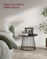 VASAGLE Round Coffee Tables, Set of 2, Modern Circle Side Tables with Steel Frame, for Living Room, Bedroom, Ebony Black ULCT045B56 VASAGLE