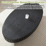 Black Oval Coffee Table Handcraft Fluted Coffee Table Mid Century Modern Drum Coffee Tables Irregular Pedestal Center Table for Farmhouse Living Room (Black) WUPDPQS