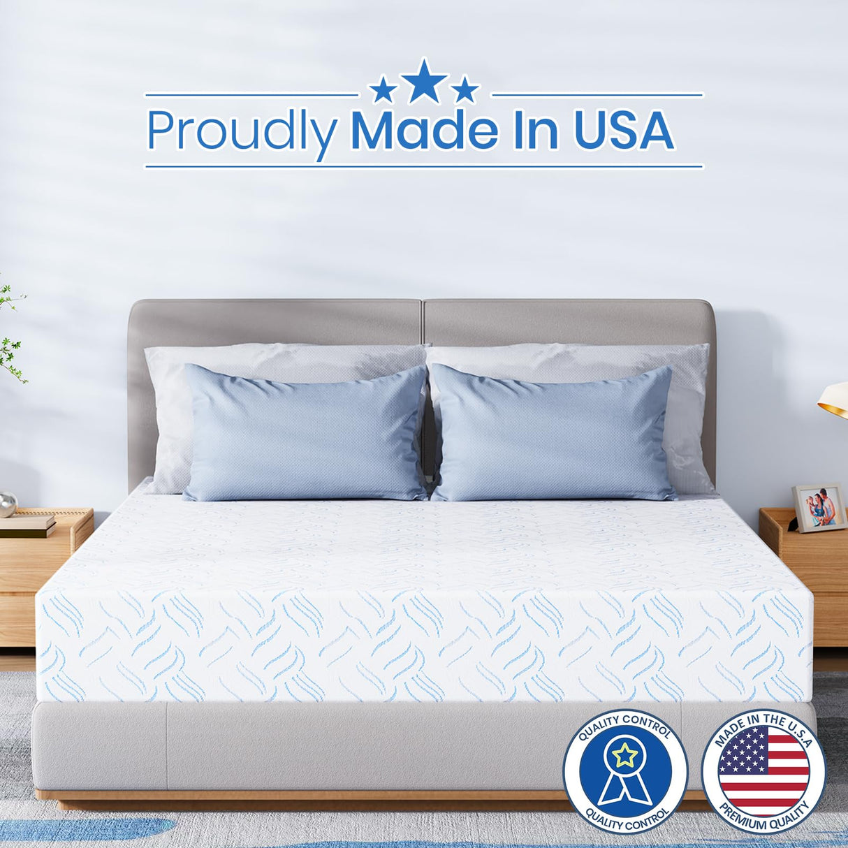 MSJh Queen Mattress,Cooling Gel Memory Foam Mattress Medium Firm, with Removable Cover, Bed in A Box,Made in The USA,Support Cool Night Sleep & Pressure Relief,White(10 in, Queen-80"*60"*10") MSJh