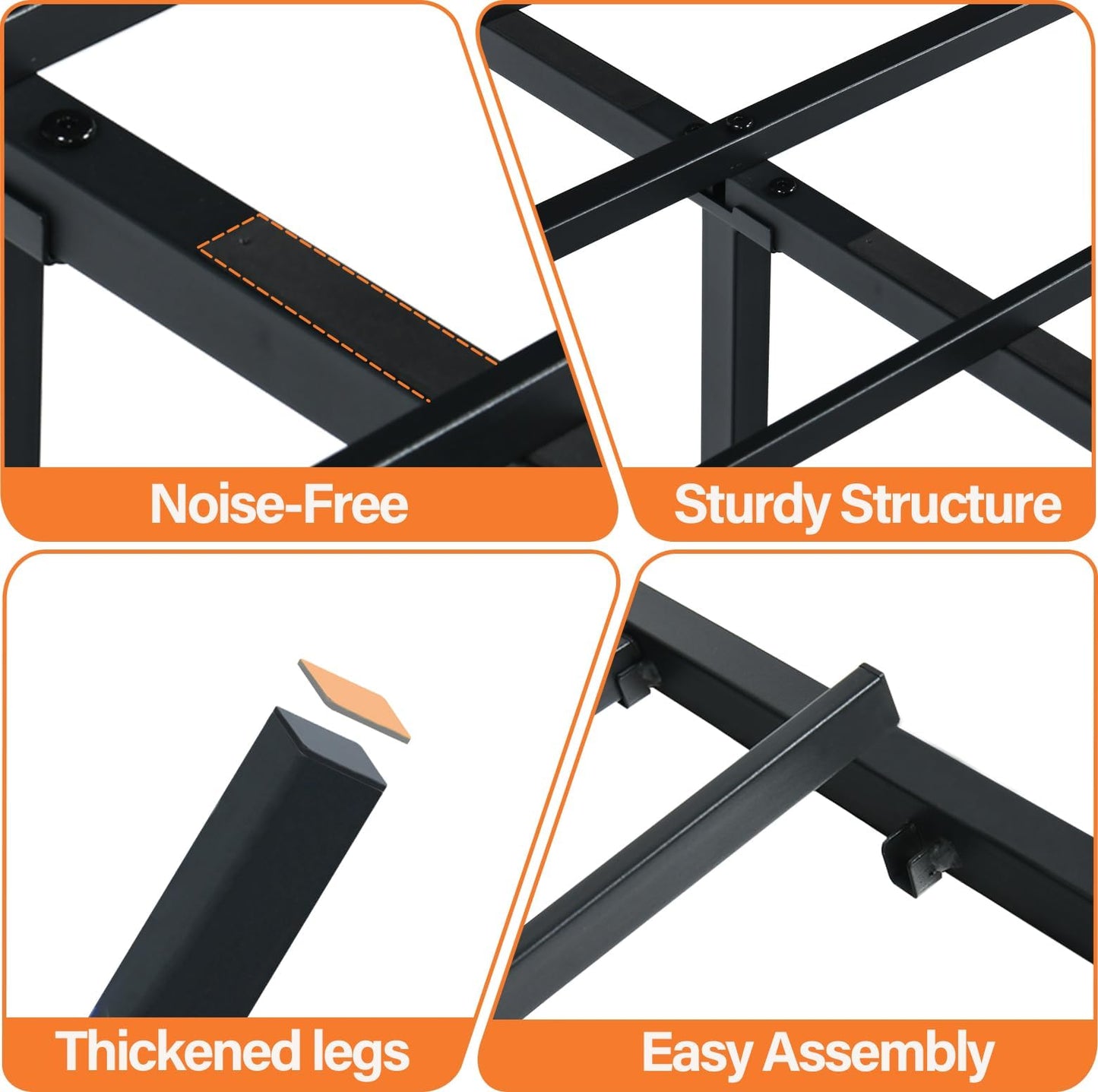 HOMBCK King Size Floating Bed Frame with LED Lights and Heavy Duty Steel Construction - WoodArtSupply