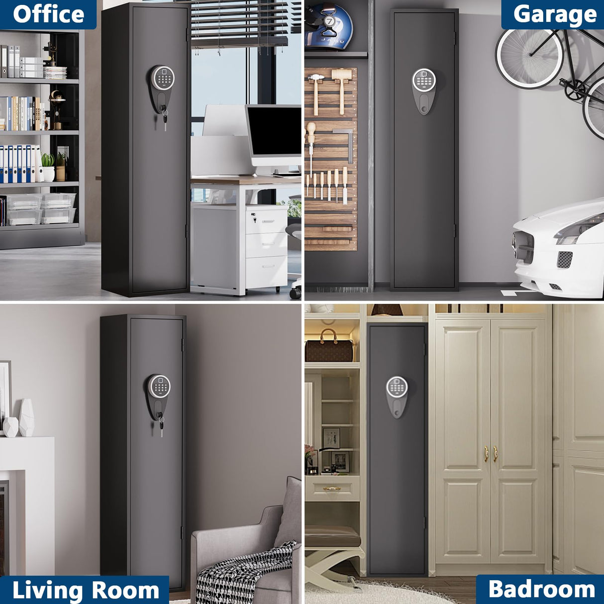 VRTCP 3-5 Gun Safe, Biometric Gun Safes for Home Rifle and Pistols, Quick Access Safes for Shotguns, Long Gun Safe with Adjustable Shelf and Gun Rack,Gun Cabinet with Mute Function and Alarm Mode VRTCP