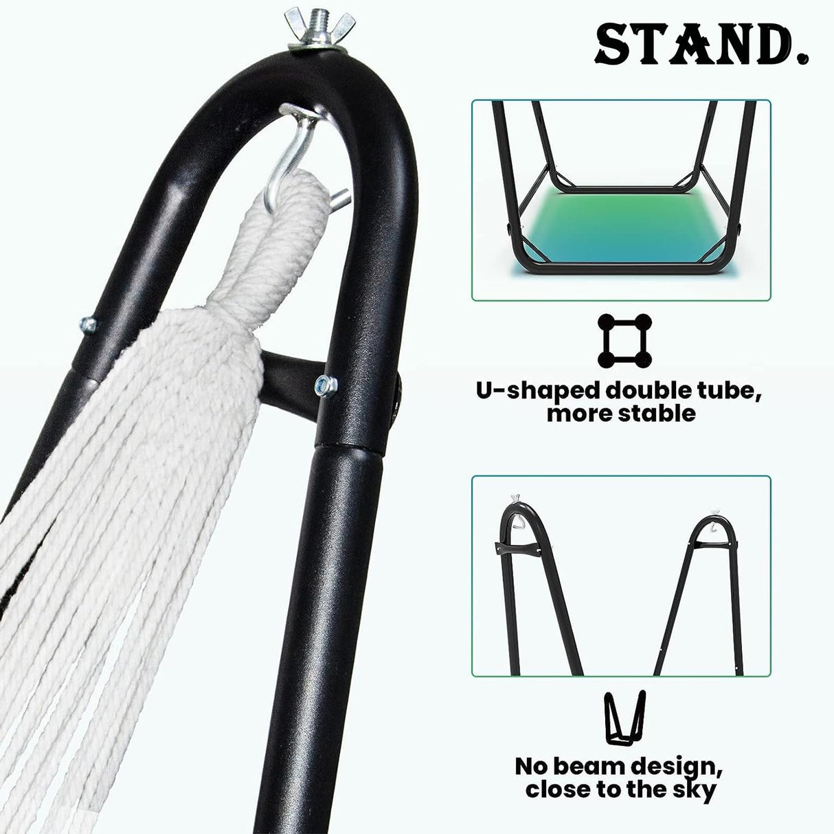 Hammock Chair with Stand,Heavy-Duty Hanging Chair with Stand, for Indoor Outdoor,Sturdy Swing Chair Stand Max Load 350 pounds(Hammock Chair Included) TOREVSIOR