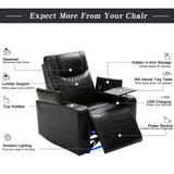 Merax Electric recliner chair with USB Charge Port, 360 Swivel Tray Table, Hand in-Arm Storage, and Cup Holders, ambient lighting Gaming Home Theater Seating Merax