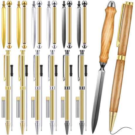 Leriton 6 Set Letter Opener Kit and Pen Kits for Woodturning Project 7mm DIY Envelope Slitter Paper Mail Opener Tool Knives Turning Mens Crafts Holiday Gifts Making Supplies Leriton