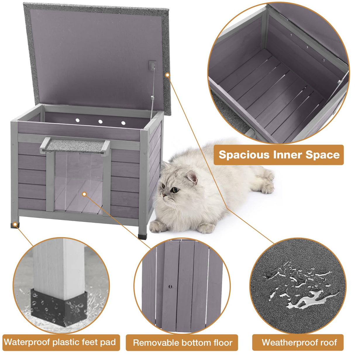 Outdoor Cat House Feral Cat Enclosure, Small Pet House Bunny Cage Outside, Rainproof Cat House GUTINNEEN