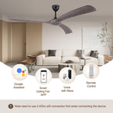 Ovlaim 72 Inch Large Wood Smart Wifi Ceiling Fan without Light, 3 Blade Indoor Outdoor High CFM Quiet DC Motor Ceiling Fan No Light Ovlaim