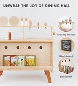 PairPear Kids Kitchen Playset,Wooden Toys Kitchen with Pretend Play Food Dishes and Sink,Toddler Play Kitchen Accessories Gift for Girls Boys Age 3+ PairPear