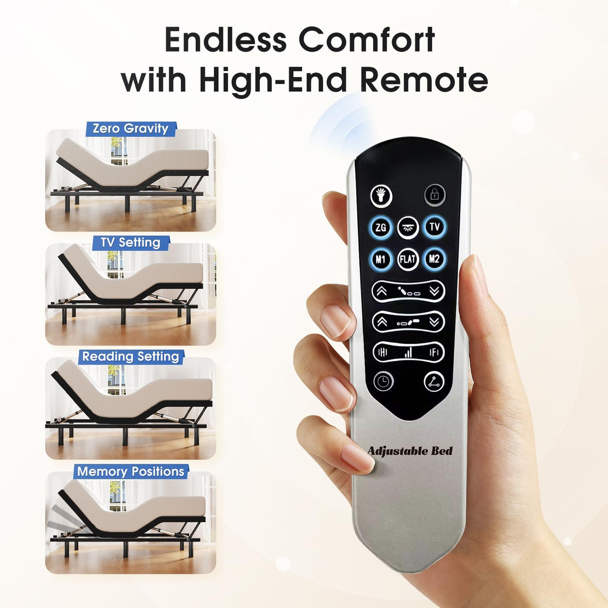 Tami Tami Split King Adjustable Bed Frame with Massage, Ergonomic Head & Foot Incline - Luxury Zero Gravity Electric Base with 4 USB Ports, 2 Night Light, Wireless Remote, Side Pocket, 3 Height Option Tami Tami