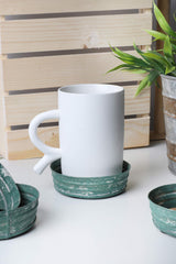 GoCraft Mason Jar Lid Cork Coasters | Set of 4 Handmade Galvanized Iron Coasters with absorbent cork inside (Green) GoCraft