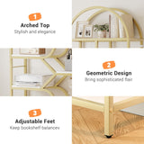 Garvee Bookshelf 6 Tier Arched, Bookcase 82 in Tall Display Racks, Geometric Open Storage Shelf, Book Rack Metal Frame Large Modern Bookshelf for, Living Room, Home, Office, Gold+White Garvee