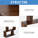 ZENY Geometric Bookcase, 5-Tier Bookshelf, S-Shaped Display Shelf and Room Divider, Freestanding Decorative Storage Shelving for Home Office, Rustic Brown ZENY