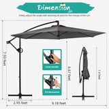 Shintenchi Patio Offset Umbrella with Easy Tilt Adjustment,Crank and Cross Base, Outdoor Cantilever Hanging Umbrella, Sunshade Umbrella Canopy, Dark Gray Shintenchi