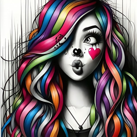 5D Diamond Art Kits for Adults Beginners, Colorful Rainbow Woman Diamond Painting Kits, DIY Full Round Drill Paint by Diamonds Dot Gem Art for Adults, Home Wall Decor 13.7X 13.7 Inch CHWGLFGG