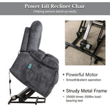 CANMOV Large Power Lift Recliner Chair with Massage, Heat, and USB for Elderly, Overstuffed Wide Recliners, Heavy Duty and Safety Motion Reclining Mechanism, Gray CANMOV