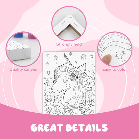 goldentime 3 Framed Canvas Paint by Numbers for Kids Ages 6 8 10 12 –Easy Paint by Numbers Kit for Kids and Adults –Unicorn Painting Kit for Girls, Mermaid Crafts for Girls Ages 6-8-12… goldentime