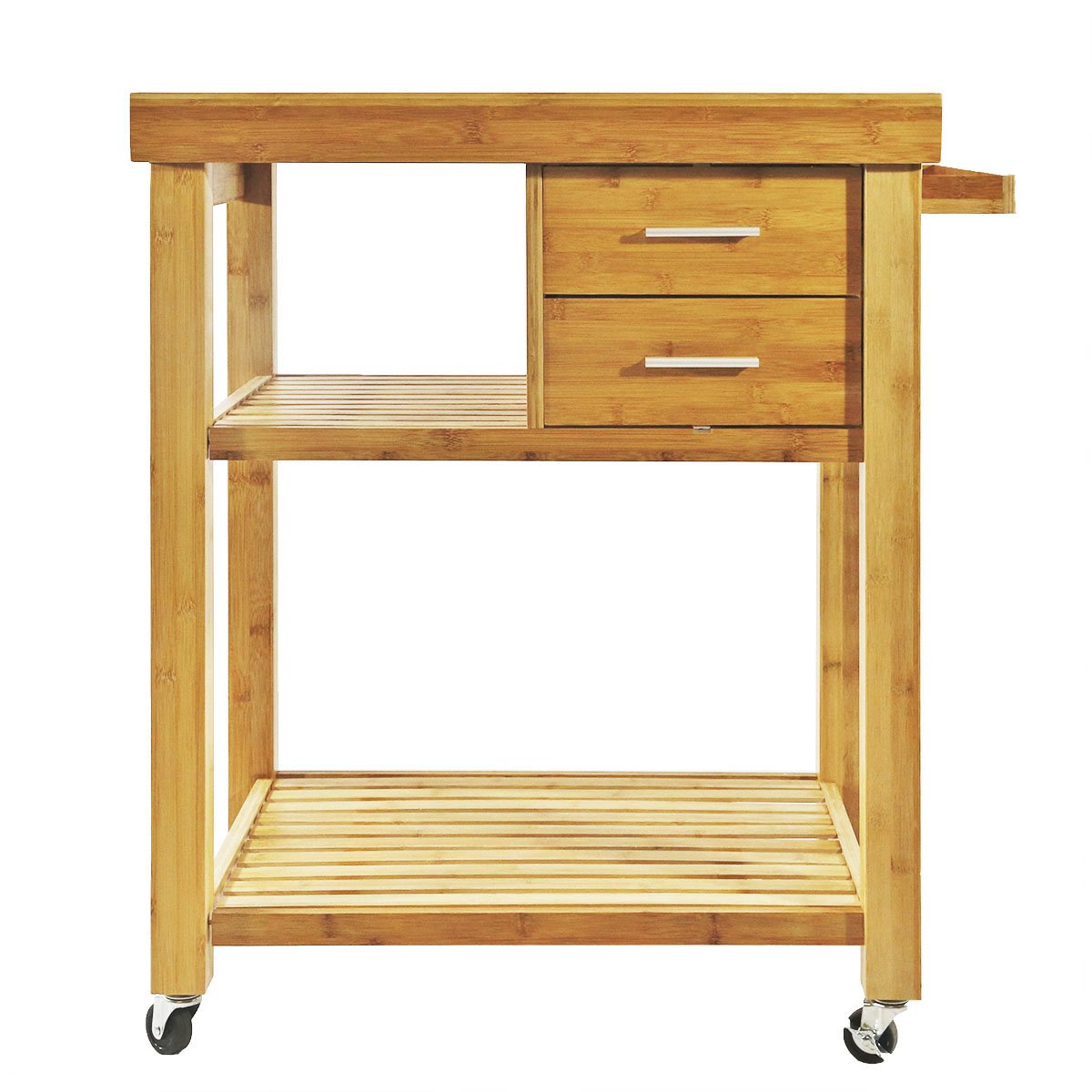 Home Aesthetics Rolling Kitchen Island Cart with Drawers Shelves, Towel Rack, Locking Casters, Butcher Block Food Prepping Cart Trolley on Wheels, Home Aesthetics